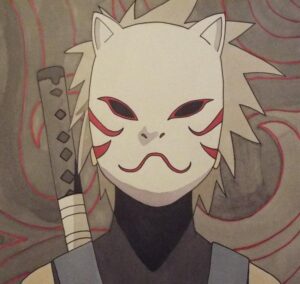 Kakashi wearing Anbu Mask
