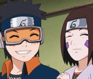 Obito looking at Rin's happy face