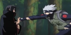 Itachi in combat with Kakashi